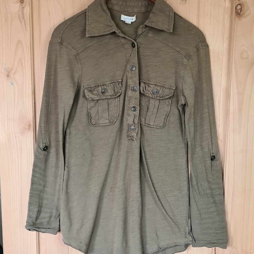 Aerie Taupe Knit Top